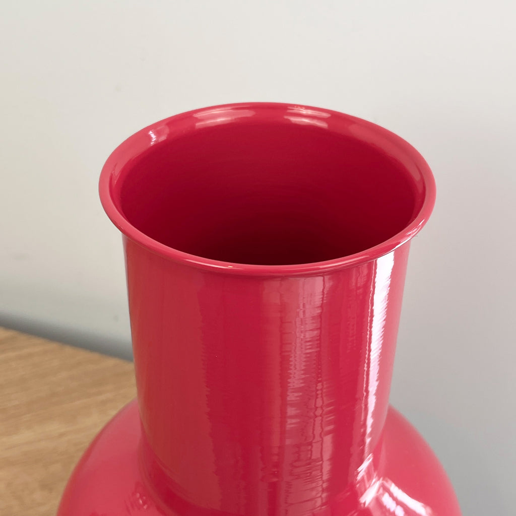 27cm Bright Pink Metal Vase