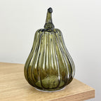 16.5cm Green Glass Pumpkin Ornament / LED Mood Light
