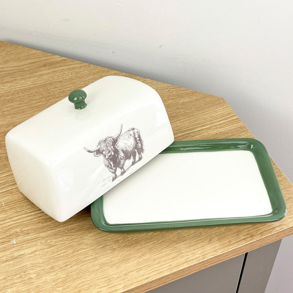 Highland Cow Butter Dish with Lid - Ceramic
