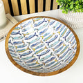 25.5cm Decorative Wooden Bowl with Enamel Nautical Fishes Design