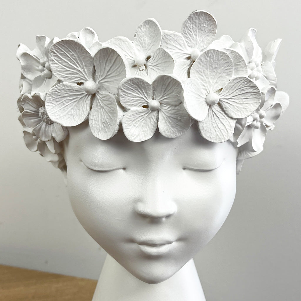 23cm Tall Decorative Floral Head Planter - White
