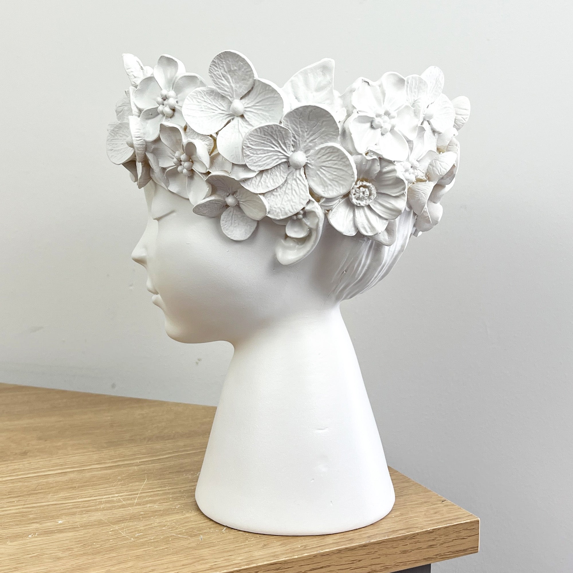 23cm Tall Decorative Floral Head Planter - White