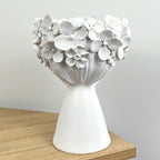 23cm Tall Decorative Floral Head Planter - White