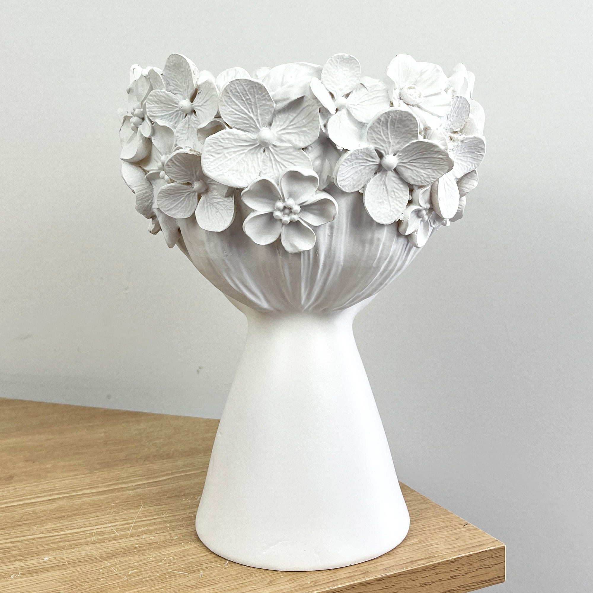 23cm Tall Decorative Floral Head Planter - White