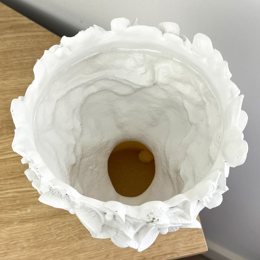23cm Tall Decorative Floral Head Planter - White