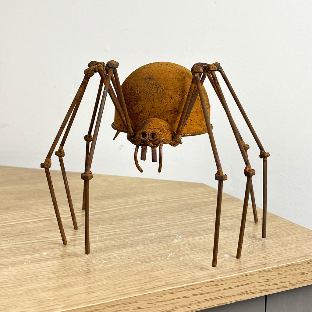 13.5cm Small Rusty Spider Garden Ornament - Metal