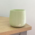 Set of 4 x 325ml Chunky Ribbed Stoneware Mugs - Light Green