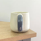Set of 4 x 325ml Chunky Ribbed Stoneware Mugs - Beige