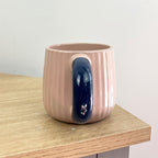 Set of 4 x 325ml Chunky Ribbed Stoneware Mugs - Pastel Pink