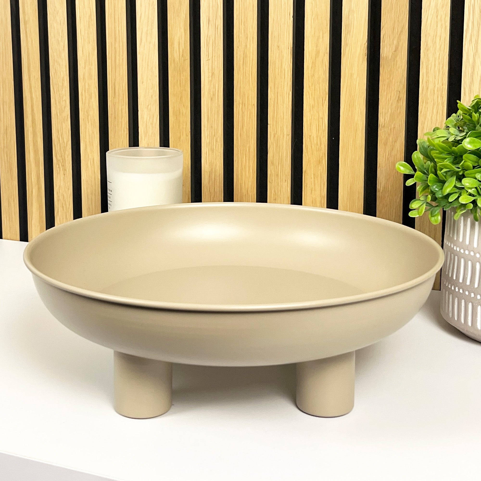 31cm Decorative Metal Bowl on Feet - Taupe