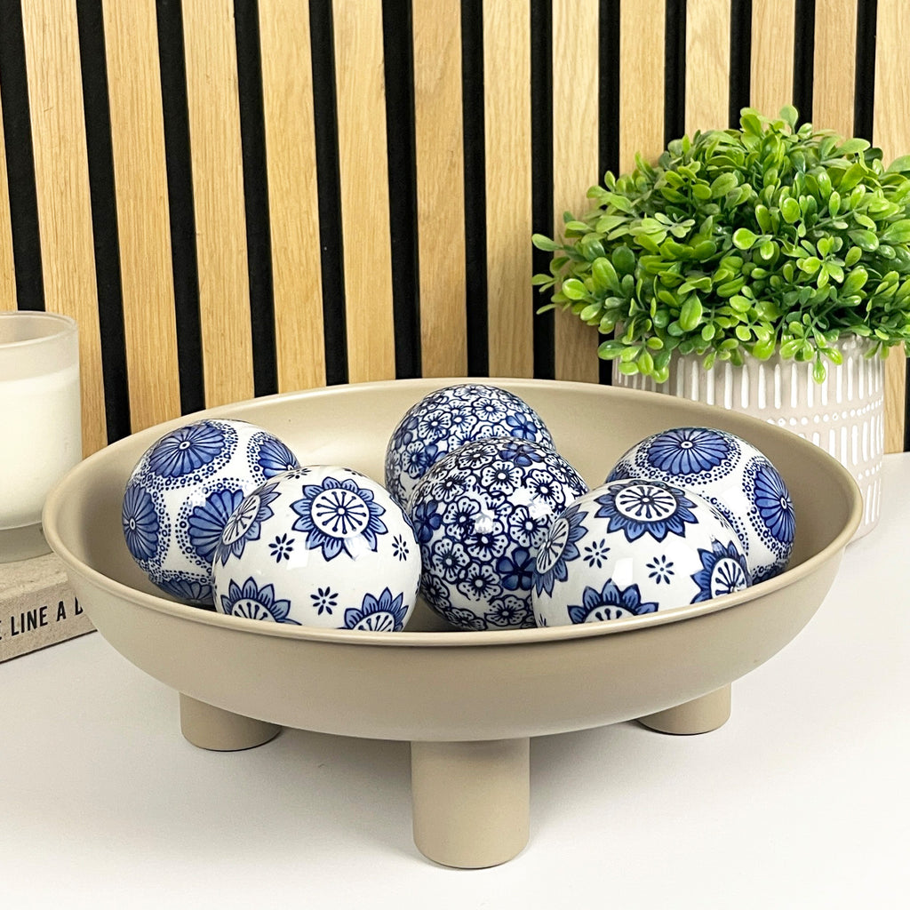 31cm Decorative Metal Bowl on Feet - Taupe