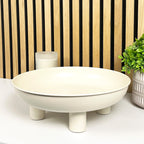31cm Decorative Metal Bowl on Feet - Cream