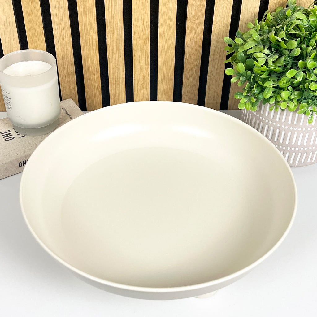31cm Decorative Metal Bowl on Feet - Cream