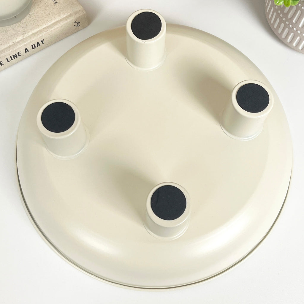 31cm Decorative Metal Bowl on Feet - Cream