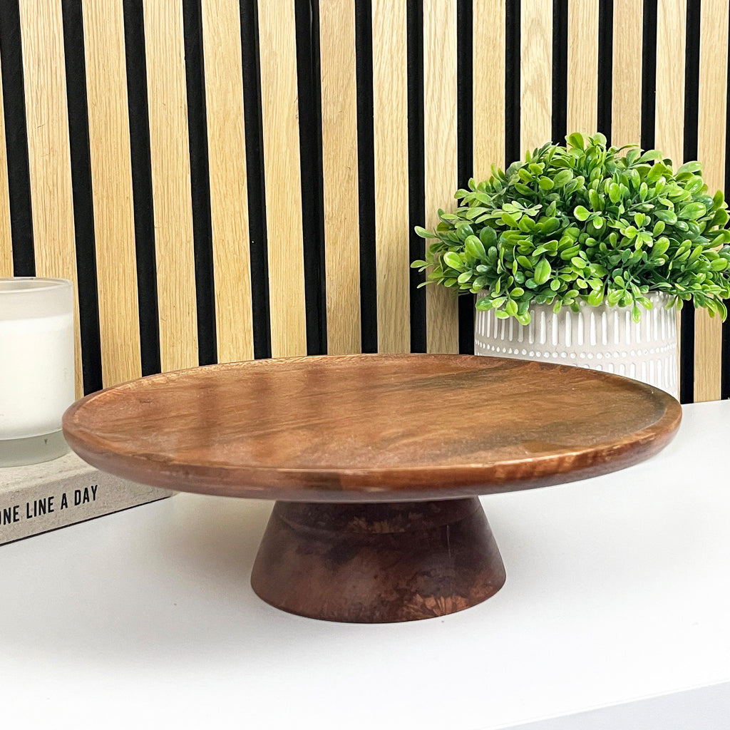 30cm Round Pedestal Cake Stand - Mango Wood