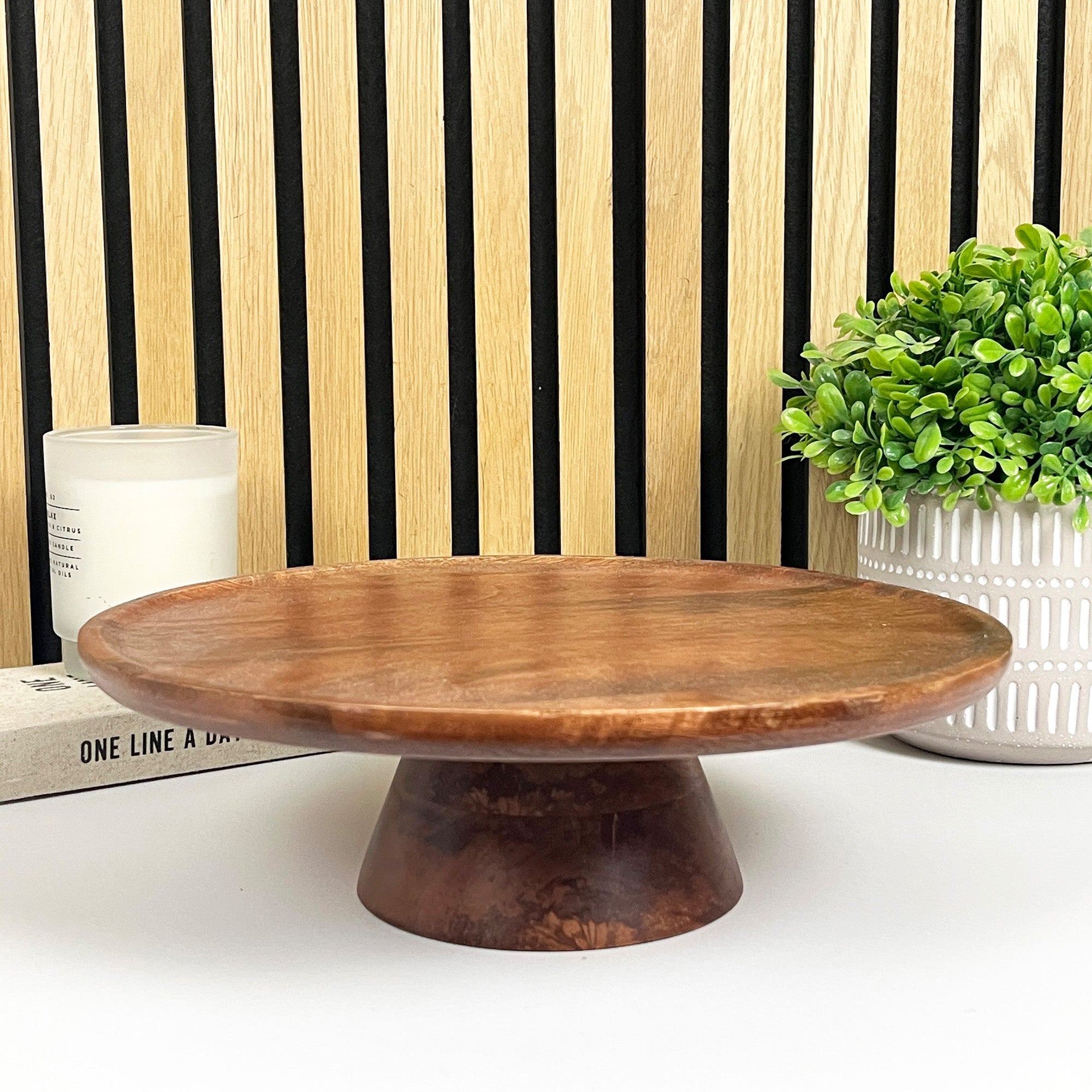 30cm Round Pedestal Cake Stand - Mango Wood