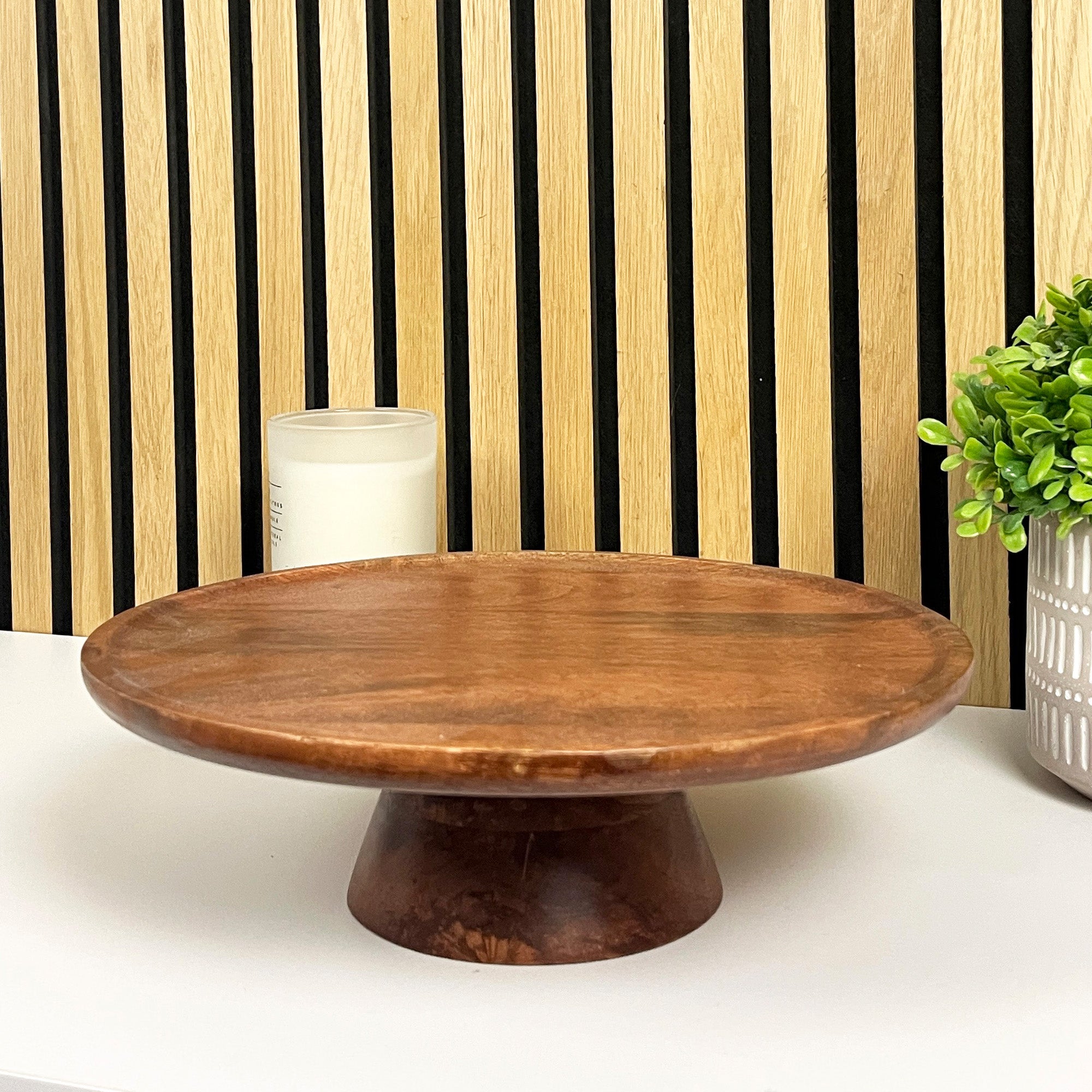 30cm Round Pedestal Cake Stand - Mango Wood