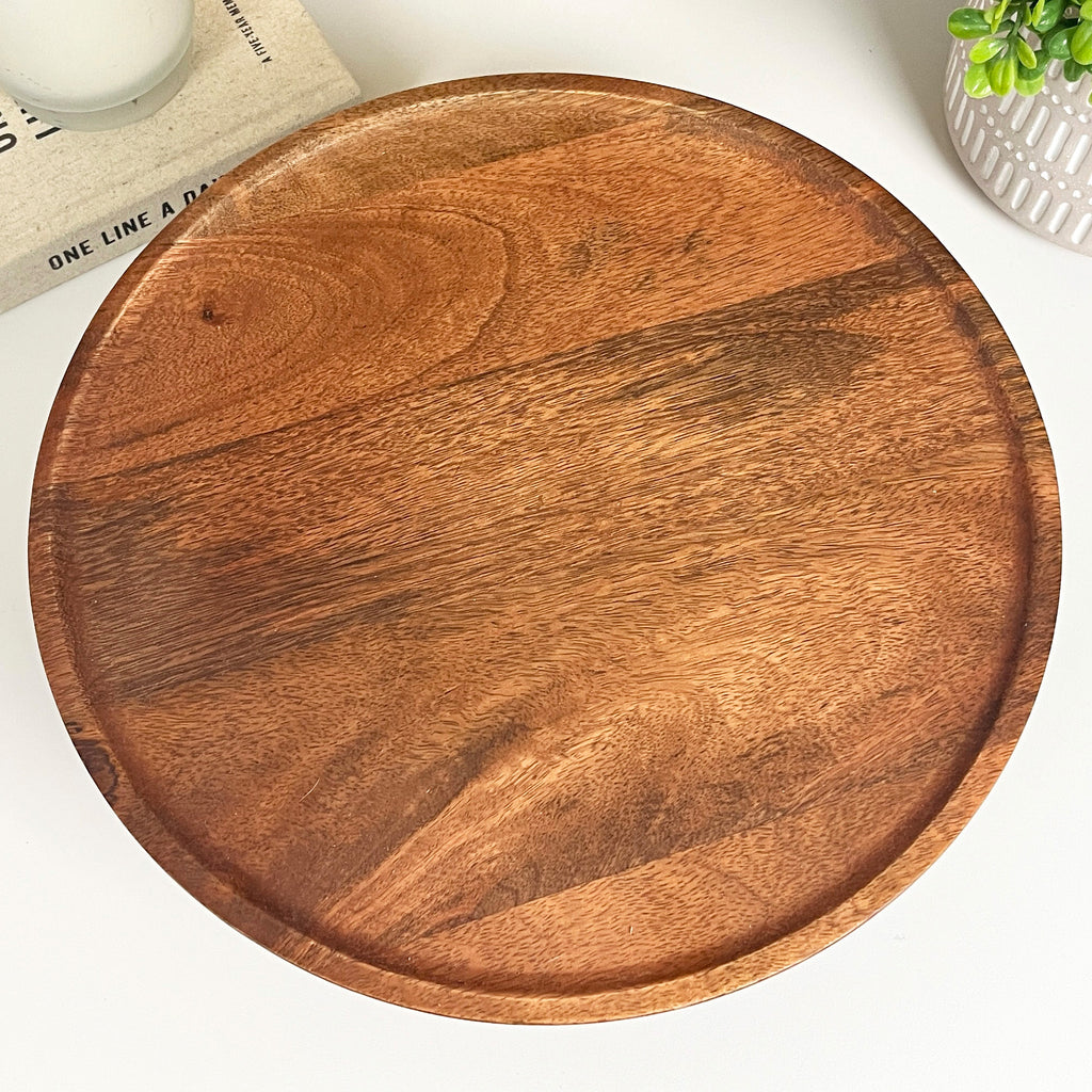 30cm Round Pedestal Cake Stand - Mango Wood