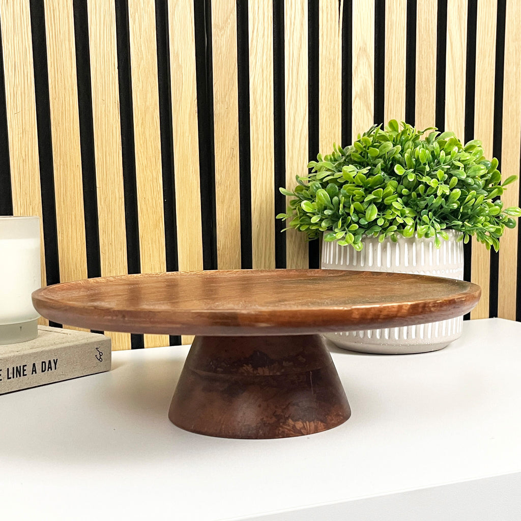 30cm Round Pedestal Cake Stand - Mango Wood