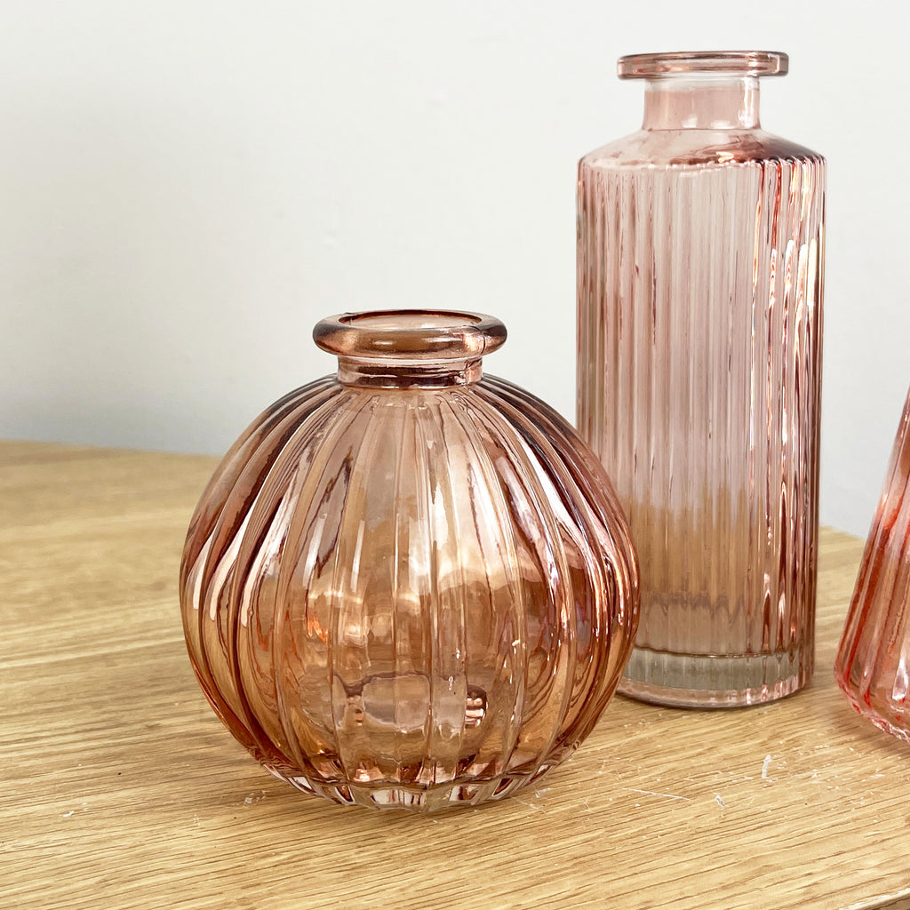 3 Piece Glass Bud Vase Set - Rose Pink