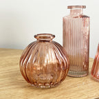 3 Piece Glass Bud Vase Set - Rose Pink