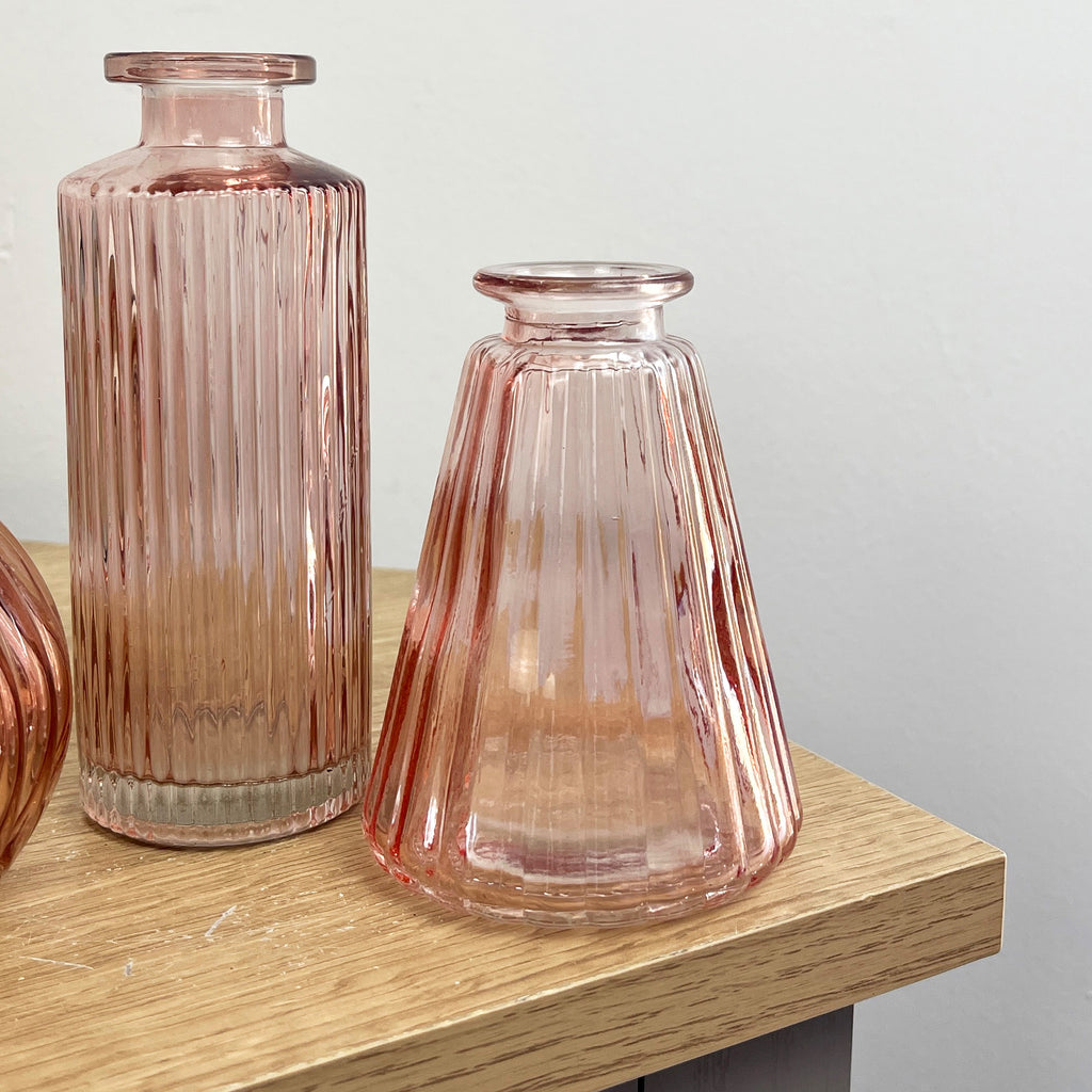 3 Piece Glass Bud Vase Set - Rose Pink