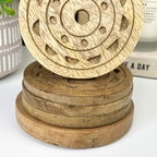 Set of 4 Round Wooden Drinks Coasters with Caddy - Hand Crafted