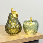 Small Shades of Green Glass LED Mood Light Apple & Pear Ornaments