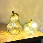 Small Shades of Green Glass LED Mood Light Apple & Pear Ornaments