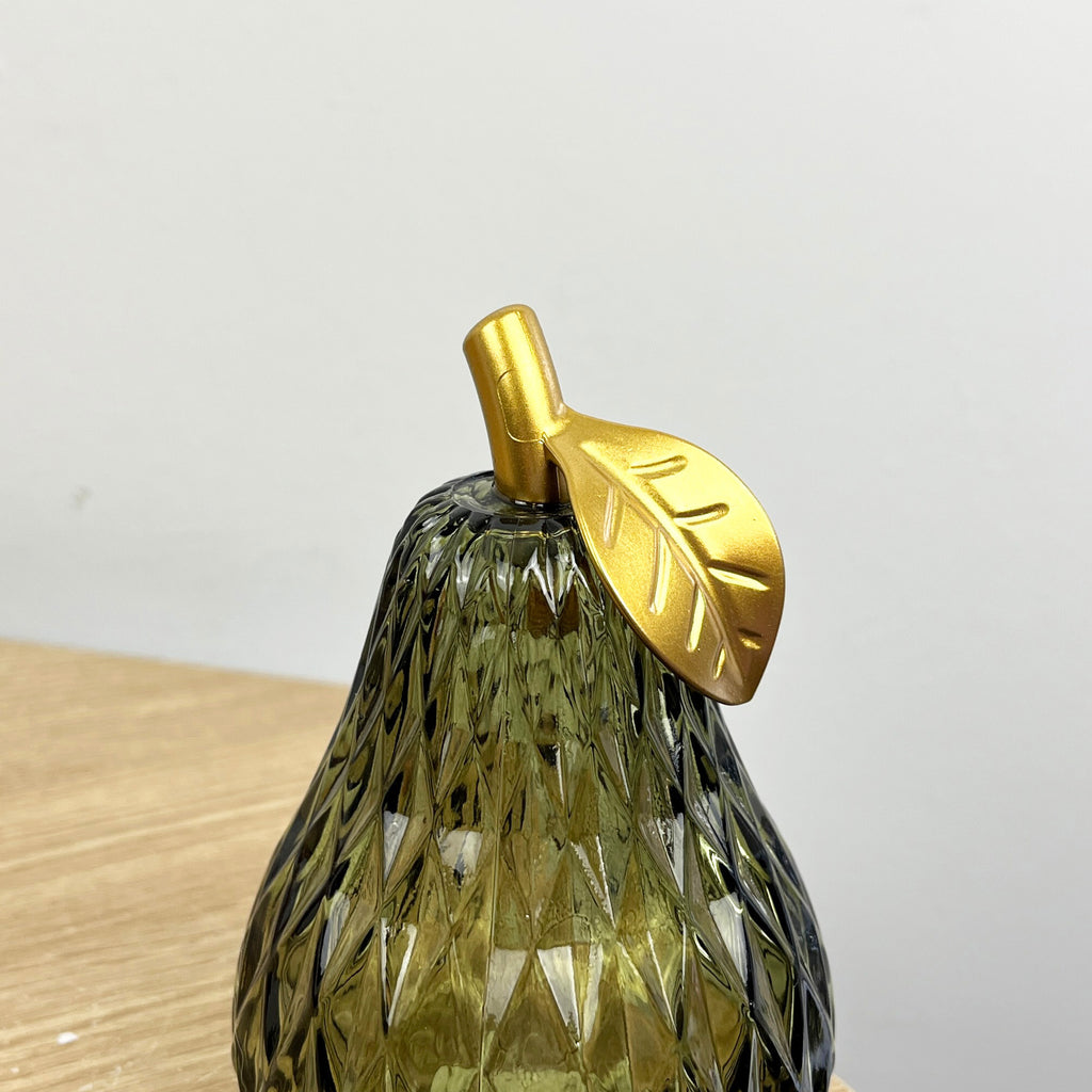 Small Shades of Green Glass LED Mood Light Apple & Pear Ornaments