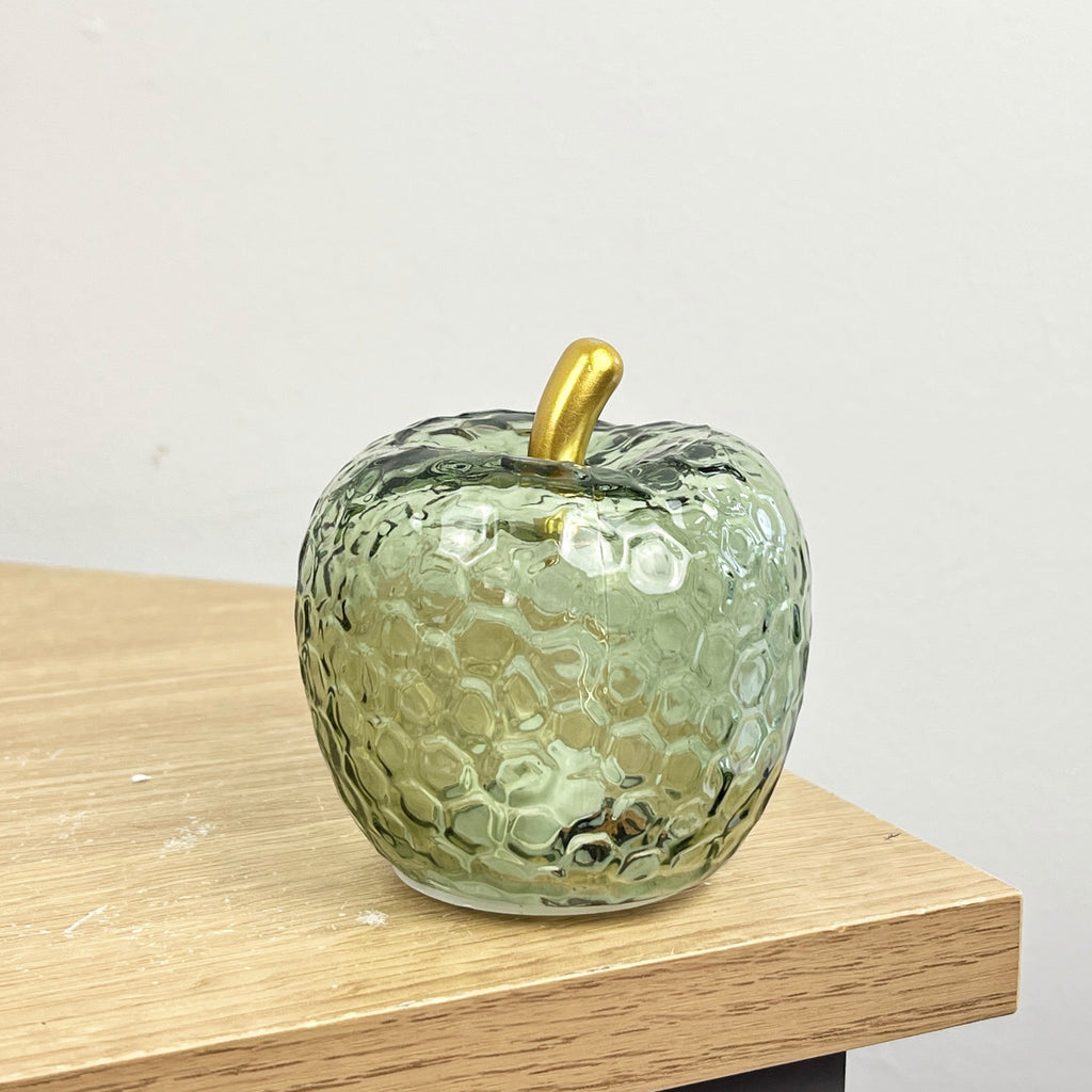 Small Shades of Green Glass LED Mood Light Apple & Pear Ornaments