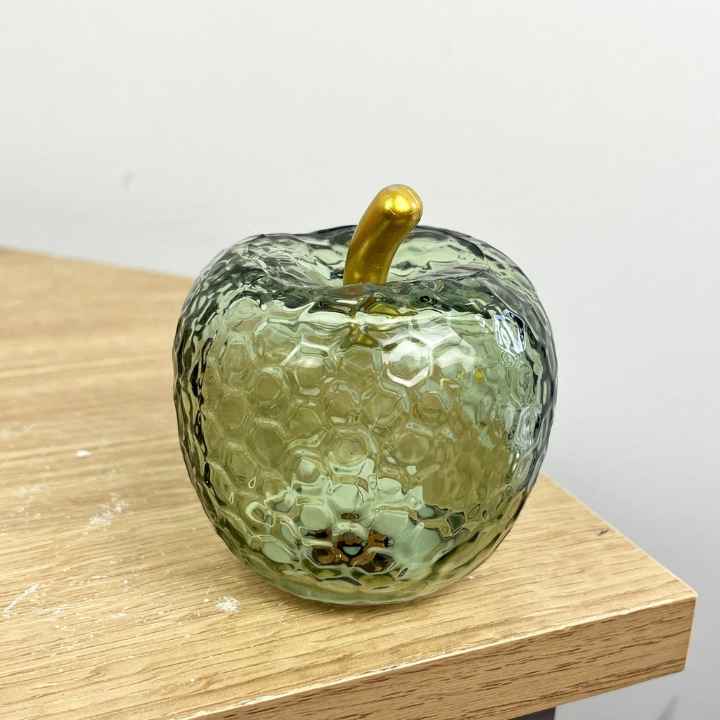 Small Shades of Green Glass LED Mood Light Apple & Pear Ornaments
