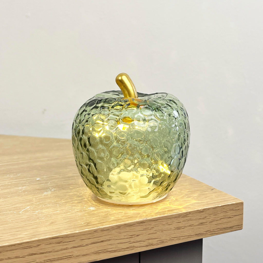 Small Shades of Green Glass LED Mood Light Apple & Pear Ornaments