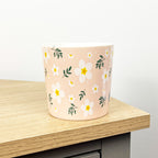 Set of 2 x 350ml Retro Floral Porcelain Mugs - Pink