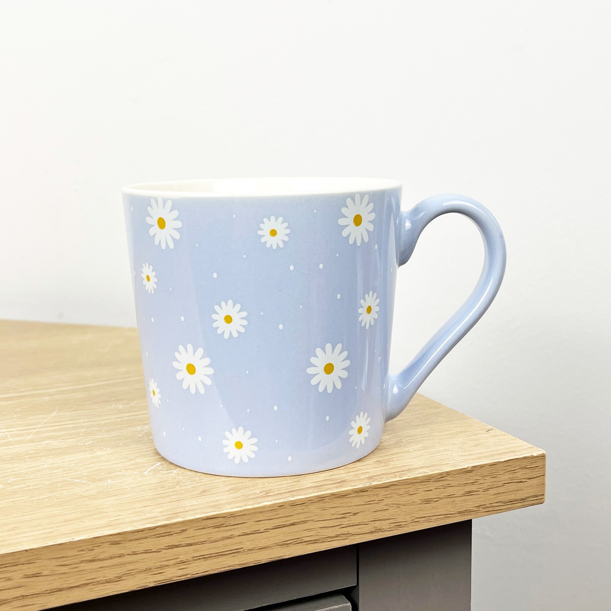 Set of 4 x 350ml Retro Floral Porcelain Mugs - Blue