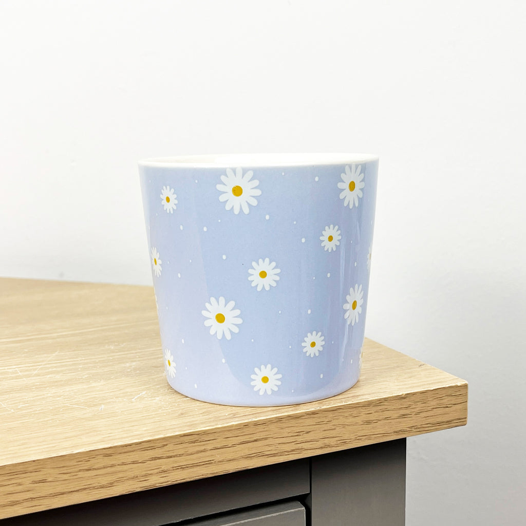 Set of 4 x 350ml Retro Floral Porcelain Mugs - Blue