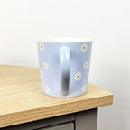 Set of 4 x 350ml Retro Floral Porcelain Mugs - Blue