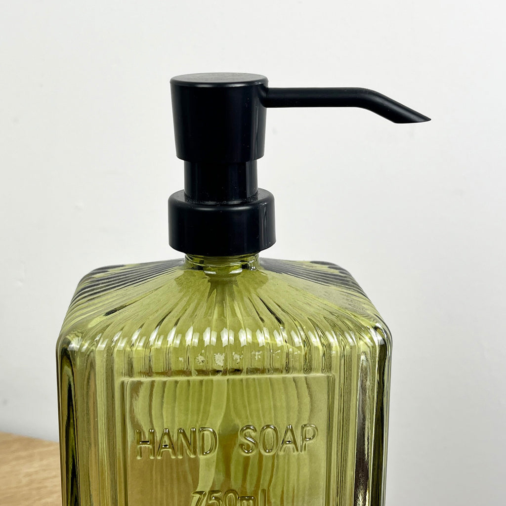750ml Large Ribbed Glass Soap Dispenser – Green