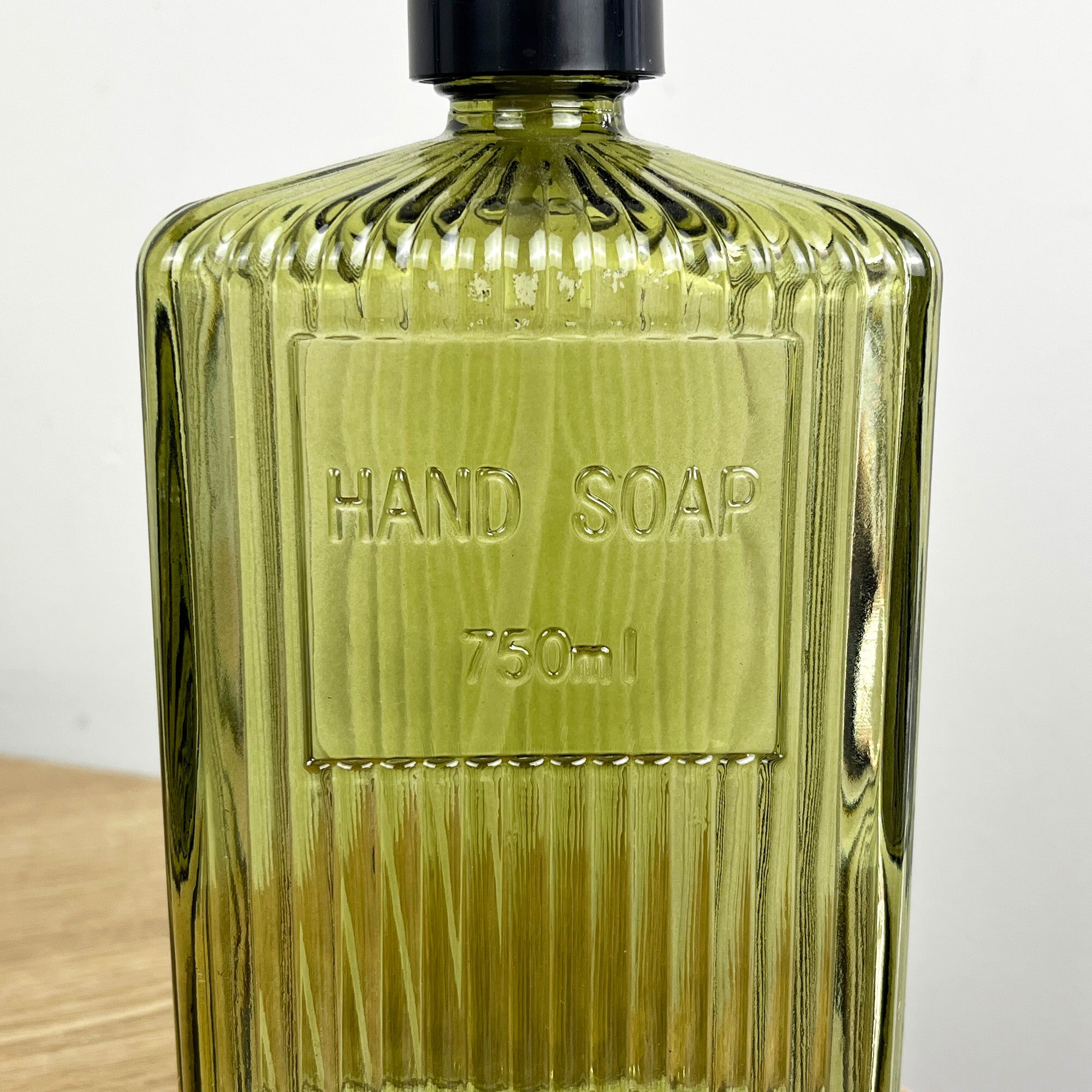 750ml Large Ribbed Glass Soap Dispenser – Green