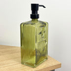 750ml Large Ribbed Glass Soap Dispenser – Green