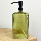 750ml Large Ribbed Glass Soap Dispenser – Green