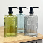 Set of 2 x Large 750ml Ribbed Glass Soap Dispenser – Blue