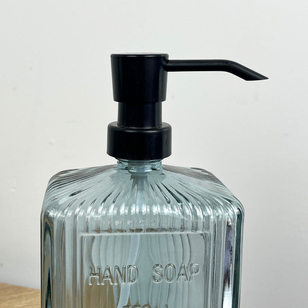 750ml Large Ribbed Glass Soap Dispenser – Blue