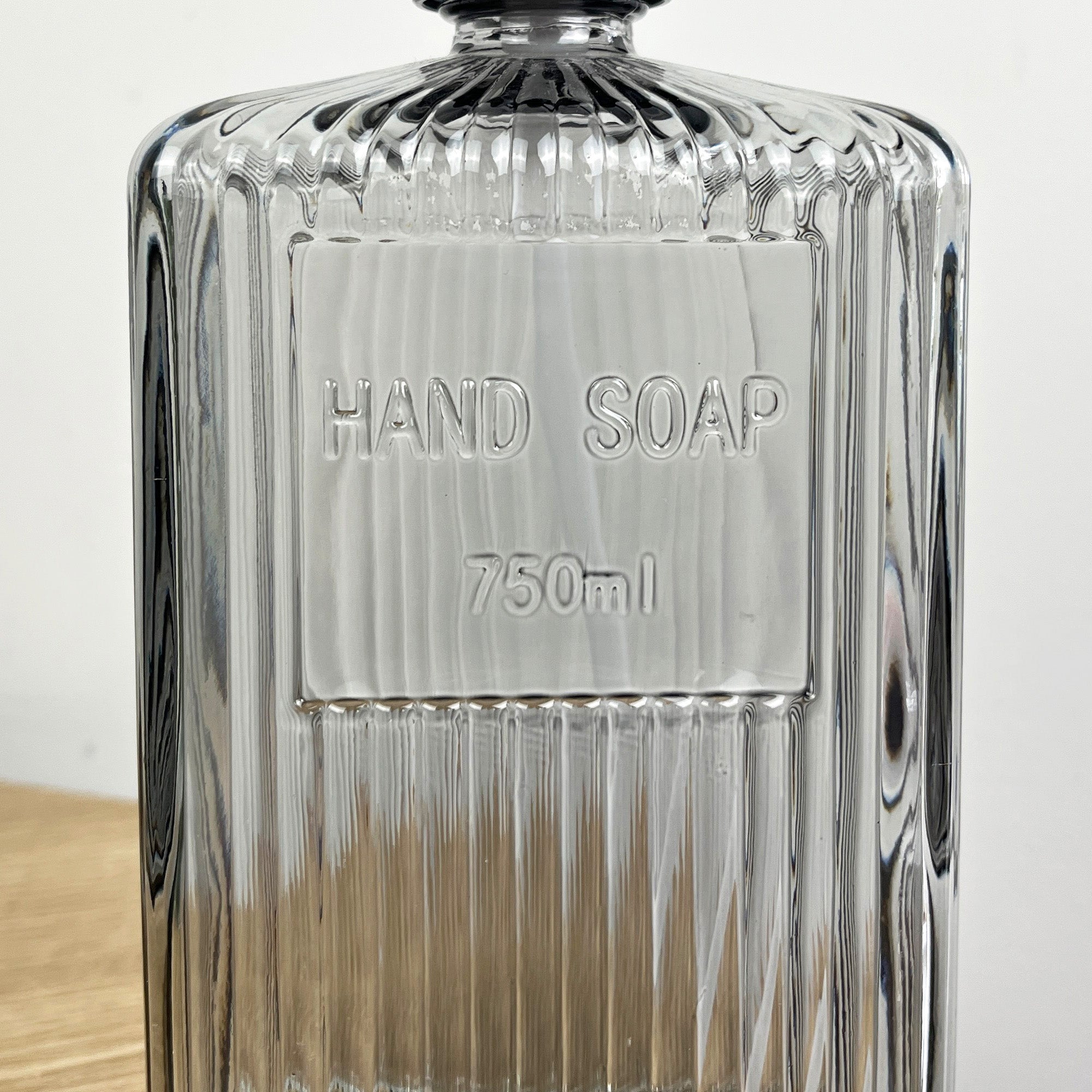 750ml Large Ribbed Glass Soap Dispenser – Grey