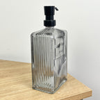 750ml Large Ribbed Glass Soap Dispenser – Grey