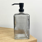 750ml Large Ribbed Glass Soap Dispenser – Grey