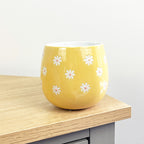 Set of 2 x 400ml Floral Daisy Stoneware Mugs - Yellow
