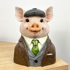 18.5cm Gentleman Pig Bust Ornament – Resin