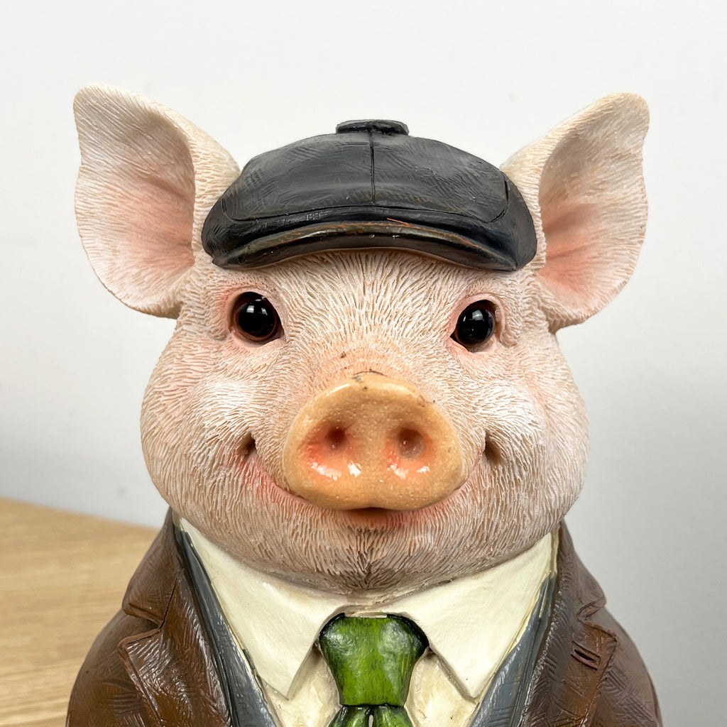 18.5cm Gentleman Pig Bust Ornament – Resin