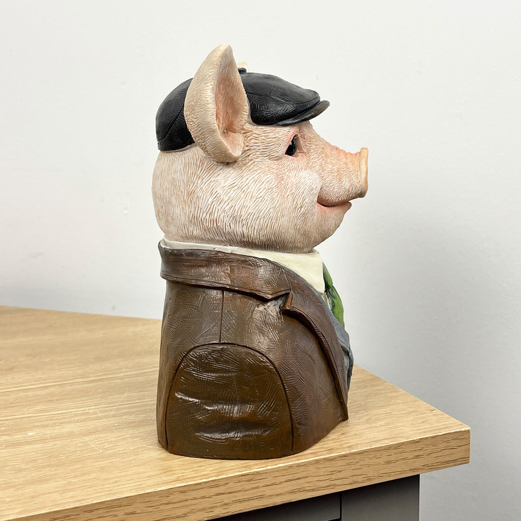 18.5cm Gentleman Pig Bust Ornament – Resin